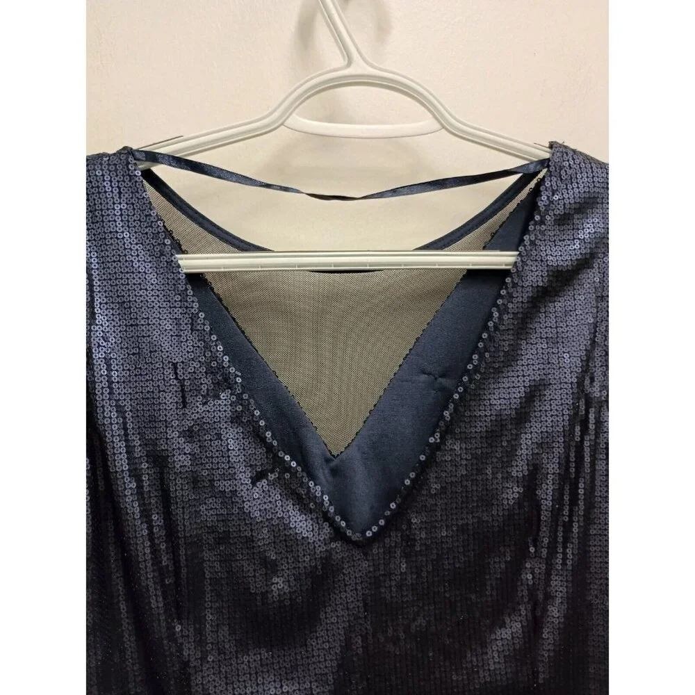 Madam Rage Sequin Bodycon Mini Dress Womens Sz 6 US Navy Blue Party Sleeveless - Picture 5 of 10